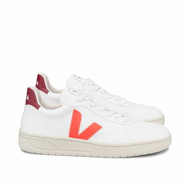 Veganer Sneaker | VEJA V-10 CWL White Orange Fluo Marsala